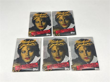 5 MICHAEL JACKSON 1980’s RED VARIANT TOPPS WAX PACKS