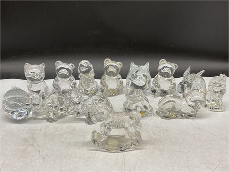 14 LEAD CRYSTAL ANIMALS - MOSTLY PRINCESS HOUSE PETS & SOME FENTON (3.5”)