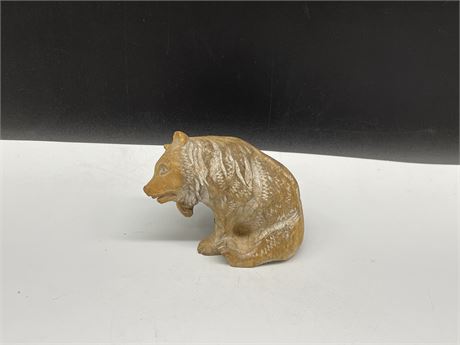HAND CARVED WOOD BEAR ORNAMENT (4” tall)