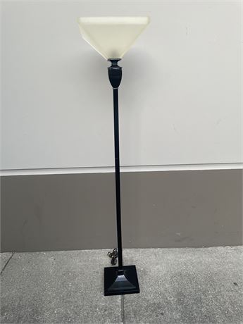 BLACK FLOOR LAMP W/ HEAVY CAST BASE - 6FT TALL