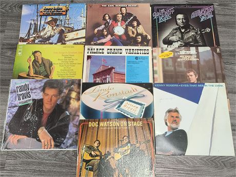 10 COUNTRY RECORDS (Most in good condition)