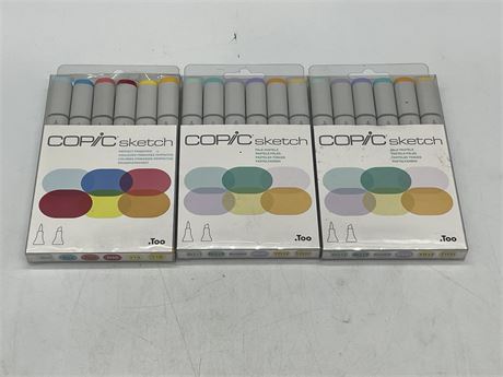 3 COPIC SKETCH MARKERS PERFECT PRIMARIES & PALE PASTELS