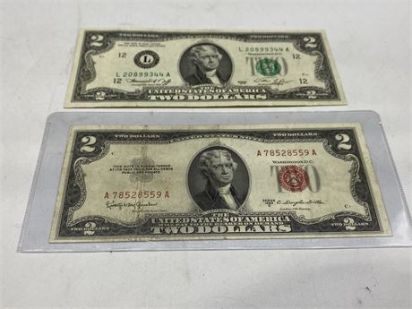 1953 & 1976 USA $2 BILLS