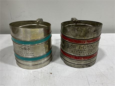 2 VINTAGE SIFT-CHINE TRIPLE SCREEN SIFTERS