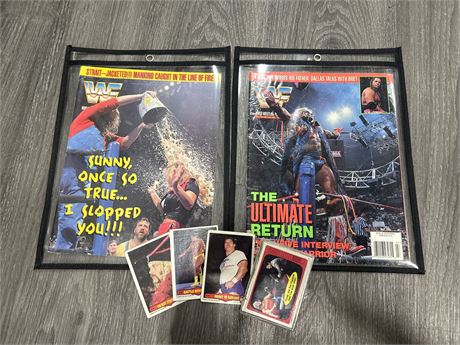 WWF COLLECTABLE LOT - TRADING CARDS & 2 MAGAZINES FROM 1996