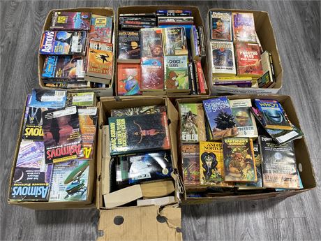 6 BOXES OF BOOKS (Mostly science fiction)