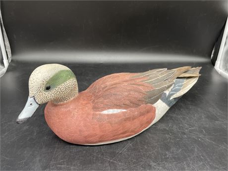 HAND MADE WIGEON DRAKE DECOY (SIGNED - 15” LONG)