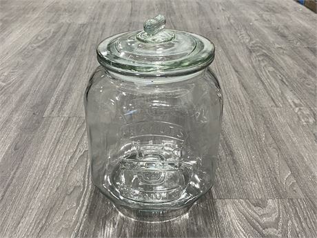 LARGE GLASS PEANUT JAR (12” TALL)