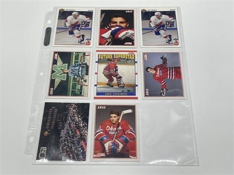 SHEET OF 8 ERIC LINDROS HOCKEY CARDS