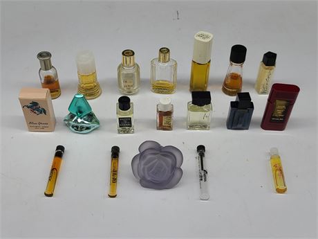 19 SMALL GLASS COLLECTABLE MINI PERFUMES