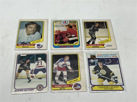 6 VINTAGE NHL CARDS INCLUDING BOBBY ORR COLLECTORS CARD