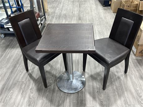 HEAVY TABLE SET W/2 CHAIRS - TABLE IS 22”x22”x30” TALL