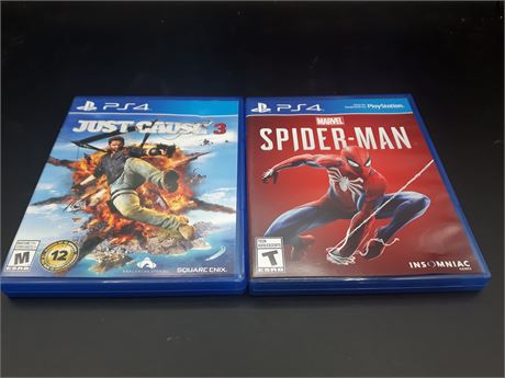 MARVEL SPIDERMAN & JUST CAUSE 3 - VERY GOOD CONDITION - PS4