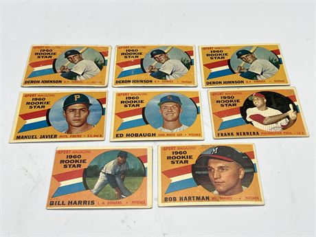 (8) 1960 TOPPS MLB ROOKIE STAR CARDS