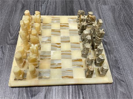 STONE CHESS TABLE & STONE PIECES