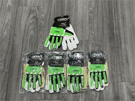 5 NEW PAIRS OF STOUT GLOVES - SIZE MEDIUM