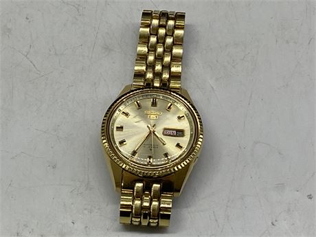 VINTAGE SEIKO 5 18K GOLD PLATED MENS WATCH