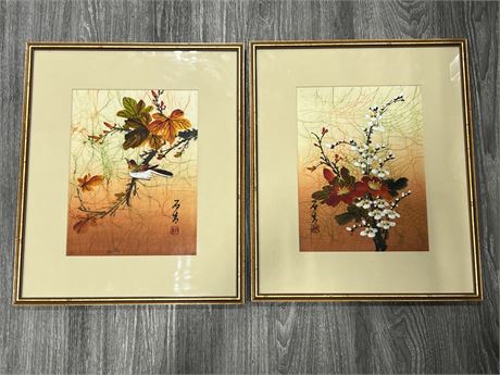 2 FRAMED CHINESE SILK ART (16”x19”)