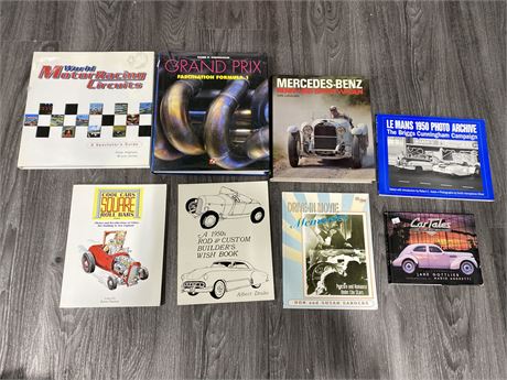 8 CAR BOOKS (Hardcover & soft)