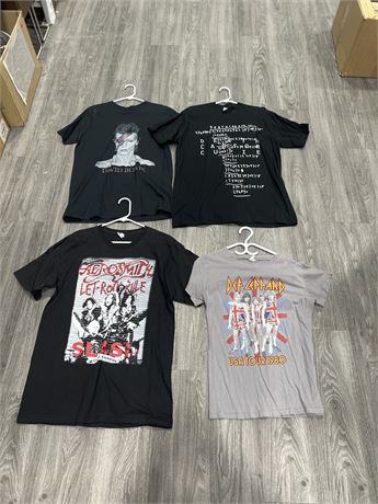 4 ASSORTED T SHIRTS - SIZES FROM SMALL - XXL