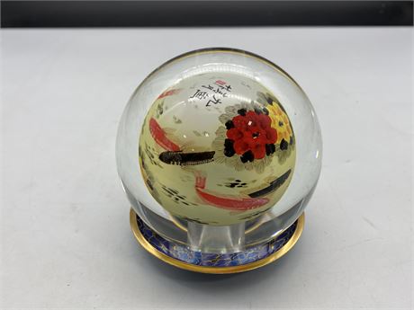 CHINESE CLOISONNÉ / REVERSE PAINTED GLASS EGG (4.5” tall)