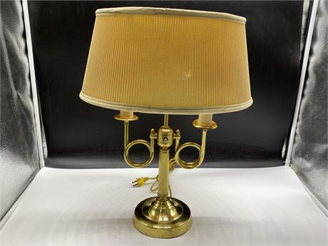VINTAGE 1960’S ALSY FRENCH HORN BRASS BOUILLOTTE TABLE LAMP (20”)