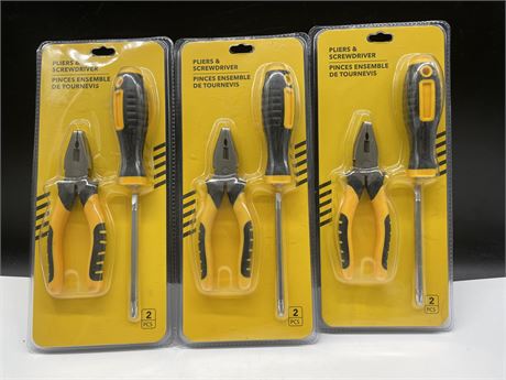 3 NEW MINISO 2 PEICE PLIERS & SCREWDRIVER