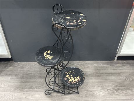 3 TIER WROUGHT IRON PLANT STAND - 32” TALL