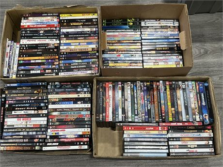 4 BOXES OF DVDS