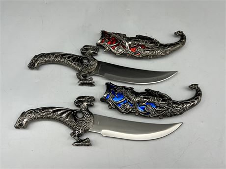 2 DECORATIVE STAINLESS STEEL KNIVES (12” long)