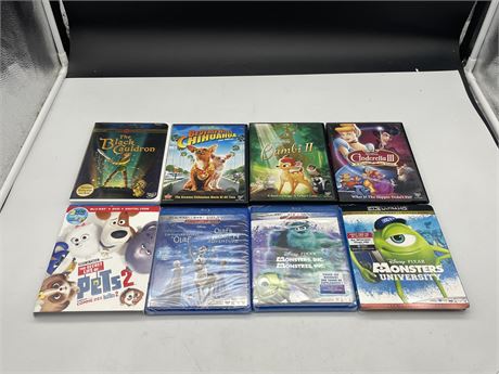 8 BLU-RAY / DVDS (BLU-RAYS ARE SEALED)