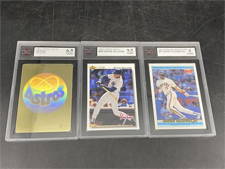 (3) KSA GRADED 1992 MLB CARDS