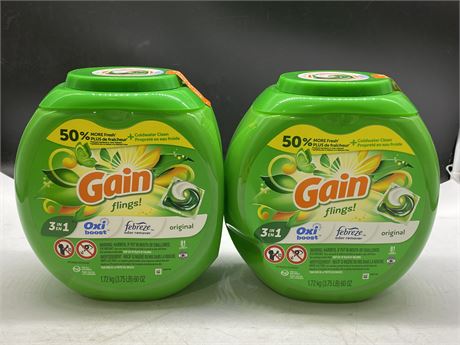 2 NEW SEALED GAIN 3-IN-1 LAUNDRY PODS (81 PODS EACH)