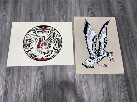 2 LIMITED EDITION NATIVE ART PAPER PRINTS BY TSIAH (slight marks on prints)