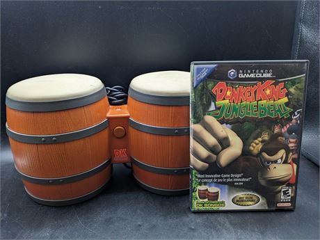 DONKEY KONGA JUNGLE BEAT WITH BONGOS - EXCELLENT CONDITION - GAMECUBE