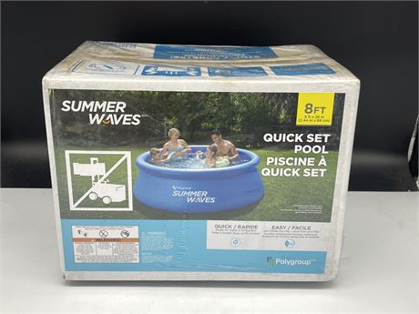 NEW 8FT SUMMER WAVES QUICK SET INFLATABLE POOL