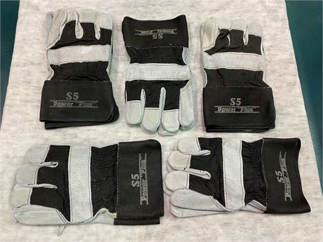 (NEW) 5 PAIRS LEATHER WORK GLOVES