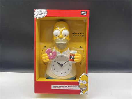 NEW THE SIMPSONS - HOMER SIMPSON 3D MOTION CLOCK - 12” TALL