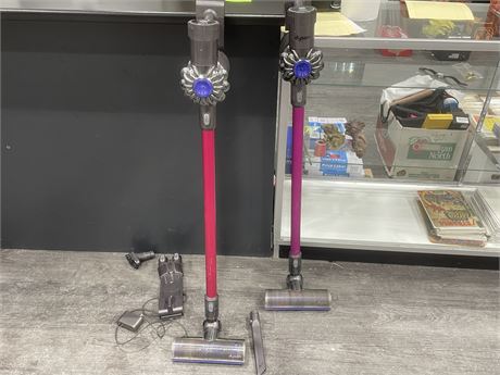 2 UNTESTED DYSON STICK VACUUM UNTESTED WITH ATTACHMENTS & CHARGER