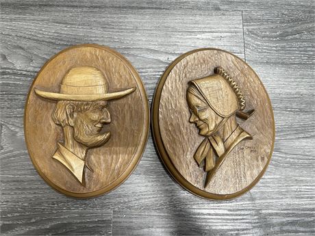 AMISH COUPLE - REPRODUCTION PLAQUES SET OF 2 8”x10”