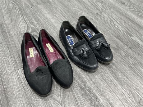 2 PAIRS OF DESIGNER MADE IN ITALY DRESS SHOES - SIZES 8.5 / 9