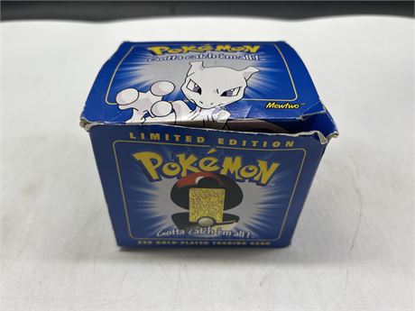 1999 POKÉMON MEWTWO 23K GOLD PLATED TRADING CARD IN OG BOX