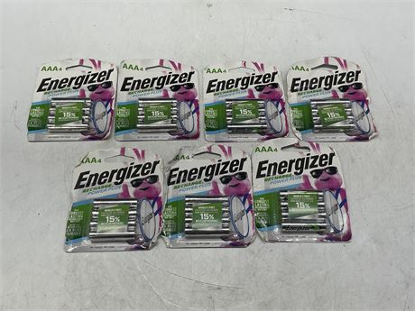 7 PACKAGES OF 4 ENERGIZER AAA RECHARGEABLE BATTERIES (28 BATTERIES TOTAL)