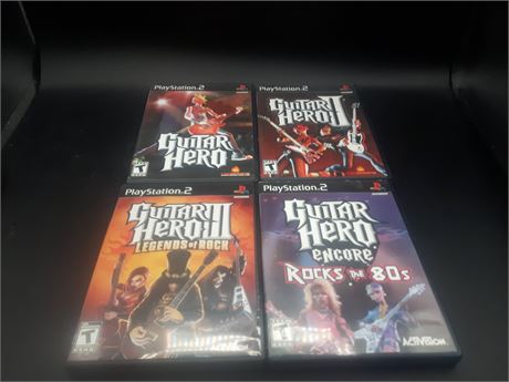 COLLECTION OF GUITAR HERO GAMES - VERY GOOD CONDITION - PS2