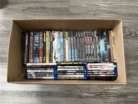 BOX OF SEALED DVDS / BOX SETS + BLU RAYS