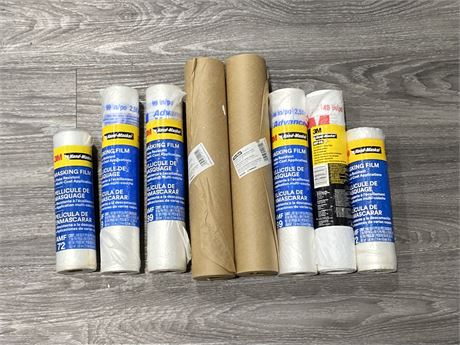 NEW - NUMEROUS ROLLS OF PAINTING SUPPLIES