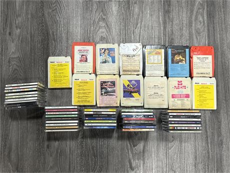 COLLECTION OF CDS & 8 TRACKS