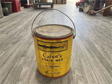 VINTAGE CABOTS STAIN WAX TIN - STILL HAS LITTLE CONTENTS INSIDE - 8”