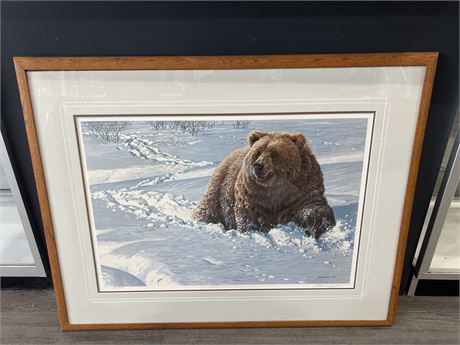 SIGNED & NUMBERED SEEREY LESTER GRIZZLY BEAR PRINT IN FRAME - 41”x32”