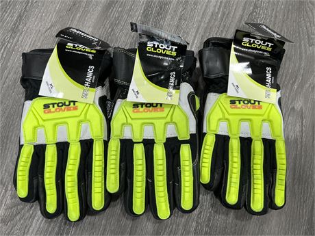3 NEW PAIRS OF STOUT THINSULATE MECHANIC SERIES GLOVES - XL